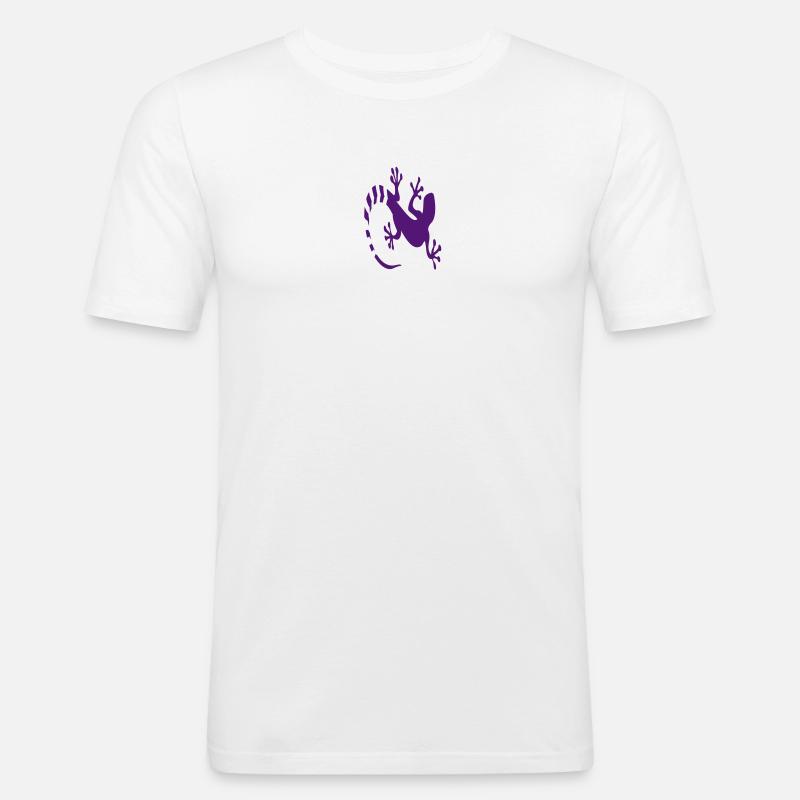 echse - lizard - Männer Slim Fit T-Shirt - Weiß