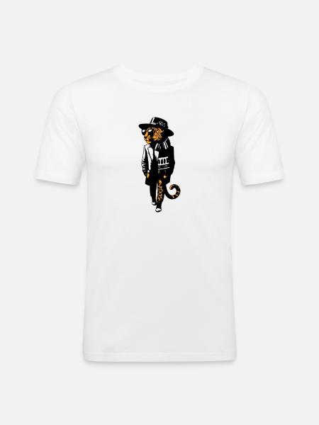 Leopard dandy - Men's Slim Fit T-Shirt - white