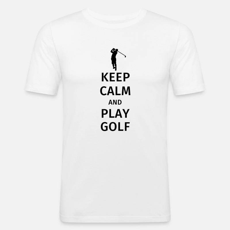 Keep Calm and Play Golf - T-shirt près du corps Homme - blanc