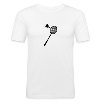 Badminton-Sport-Icon - Männer Slim Fit T-Shirt - Weiß - Vorne - Nik (191cm)