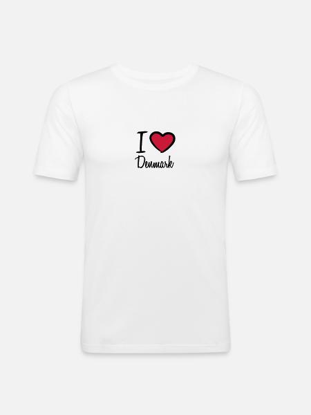 I Love Denmark Danmark Logo - Men's Slim Fit T-Shirt - white