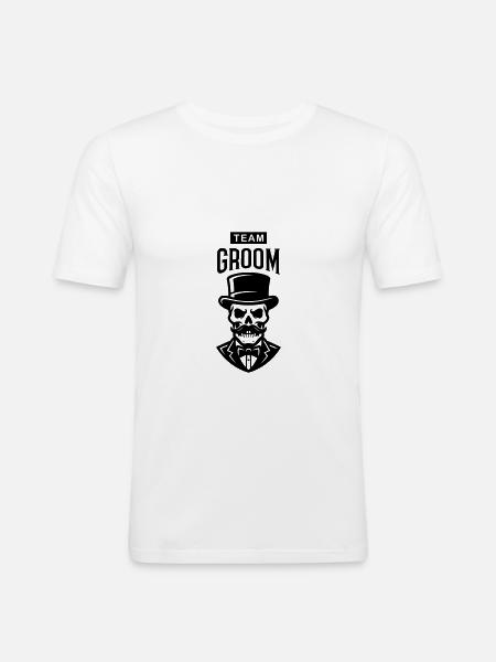Team Groom Skeleton - T-shirt près du corps Homme - blanc