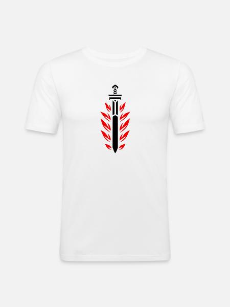 Flammenschwert - Männer Slim Fit T-Shirt - Weiß