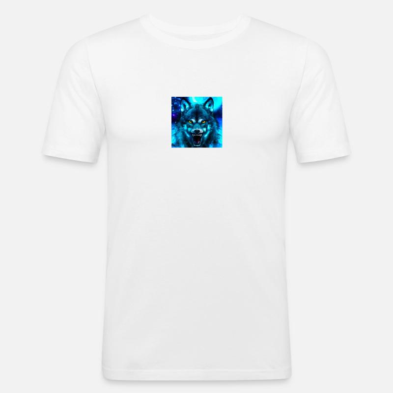 Wolf - Männer Slim Fit T-Shirt - Weiß