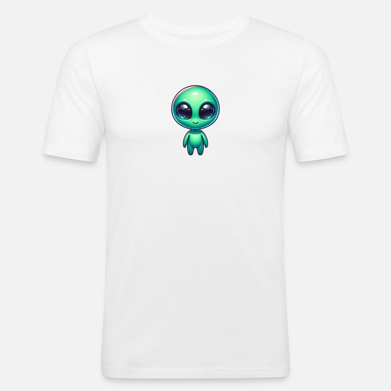 Freundliches grünes Marsmännchen oder Marsianer - Männer Slim Fit T-Shirt - Weiß