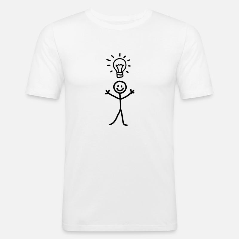 Männchen Idee - line - Männer Slim Fit T-Shirt - Weiß