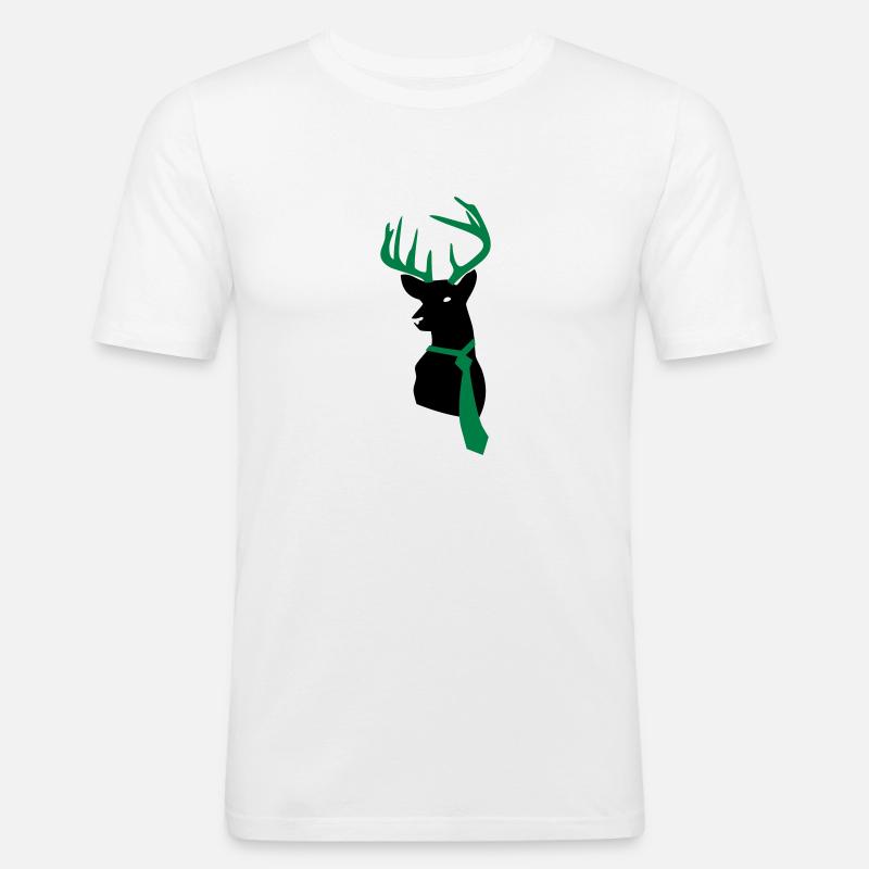 hirsch mit krawatte - Männer Slim Fit T-Shirt - Weiß