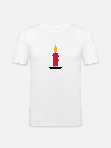 Bougie - T-shirt près du corps Homme - blanc