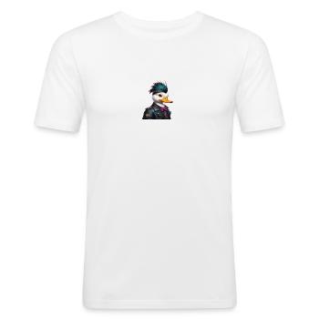 Canard punk - T-shirt près du corps Homme - blanc - Devant - Nik (191cm)