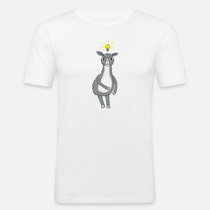 Lama hat eine Idee - Männer Slim Fit T-Shirt - Weiß