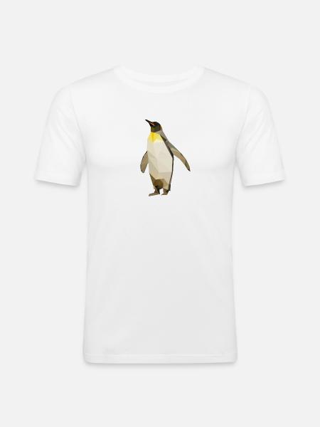 Pinguin Low Poly - Männer Slim Fit T-Shirt - Weiß