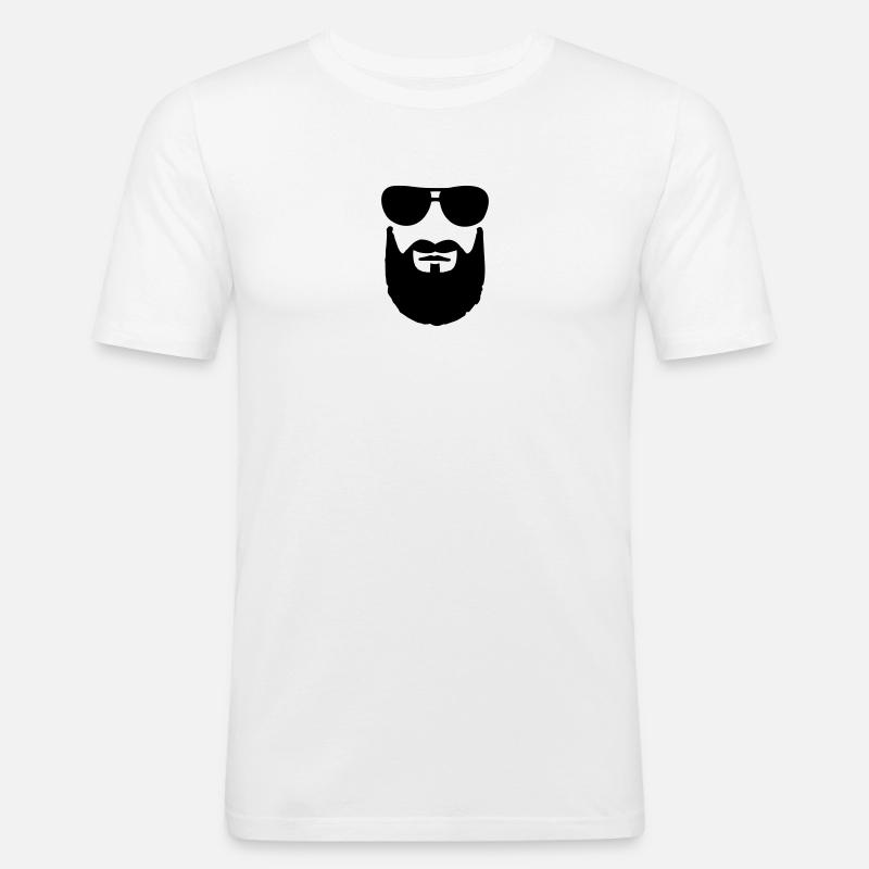 Bart Sonnenbrille - Männer Slim Fit T-Shirt - Weiß