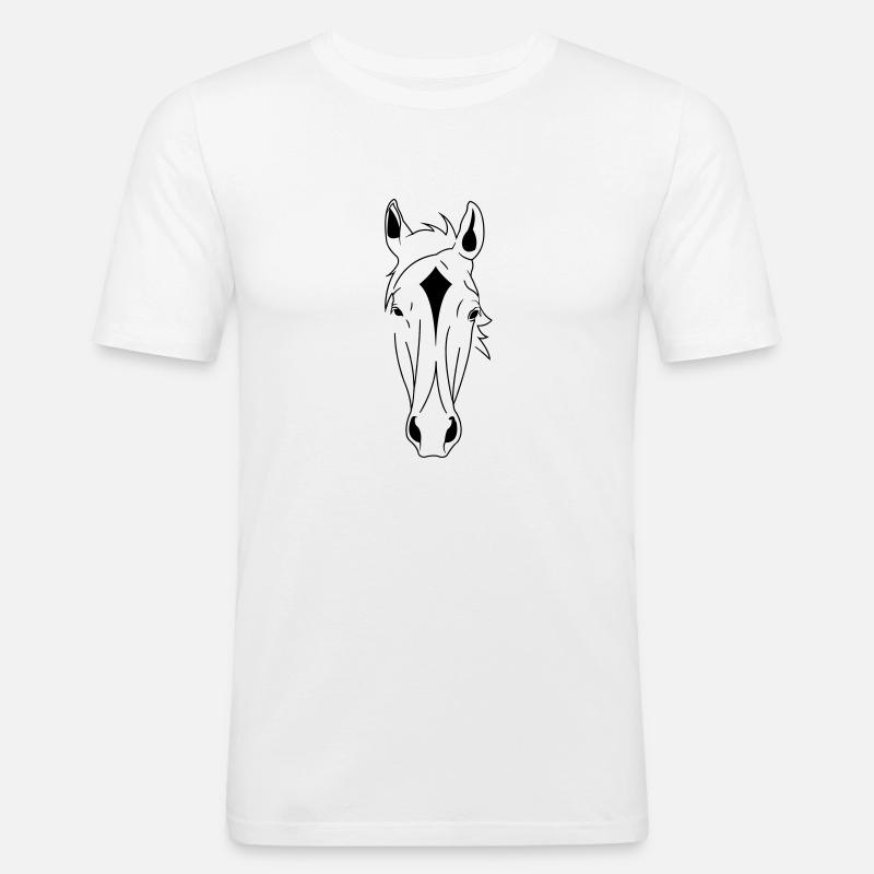 Pferdekopf - Männer Slim Fit T-Shirt - Weiß