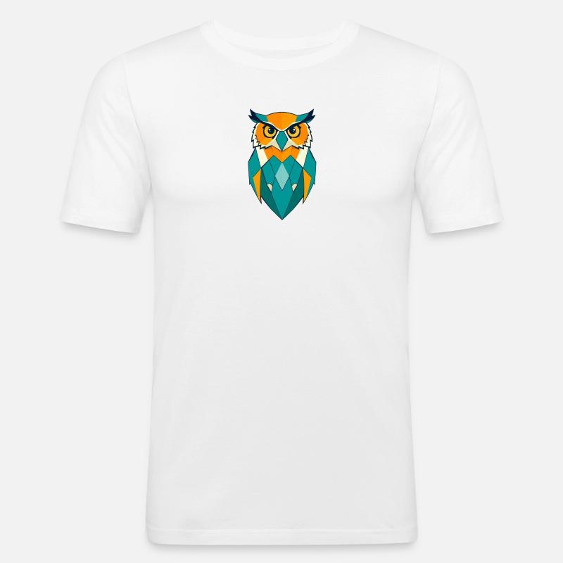 Geometrische Eule - Männer Slim Fit T-Shirt - Weiß