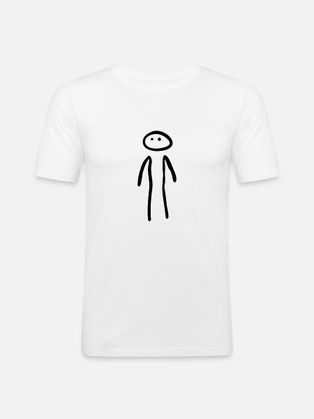 Mann Stehend - Männer Slim Fit T-Shirt - Weiß