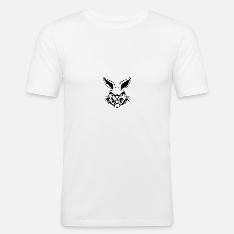 Hase Kopf - Männer Slim Fit T-Shirt - Weiß