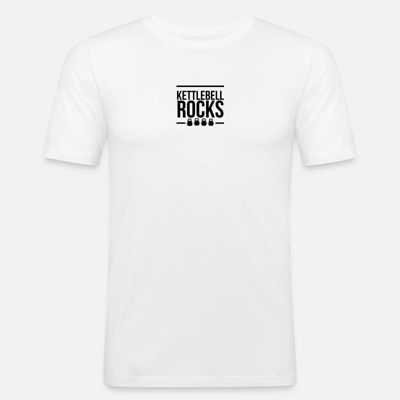 Kettlebell ROCKS 1.0 - Männer Slim Fit T-Shirt - Weiß