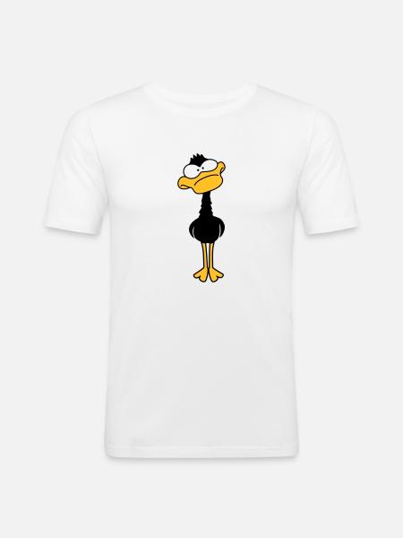 Funny Duck - Männer Slim Fit T-Shirt - Weiß
