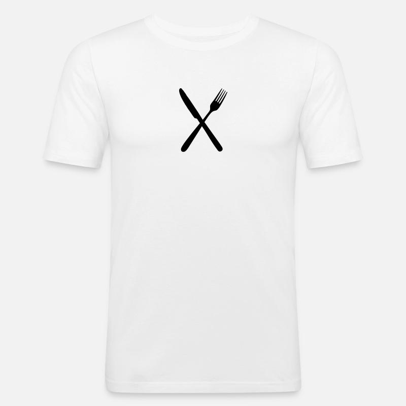 Messer und Gabel - Männer Slim Fit T-Shirt - Weiß