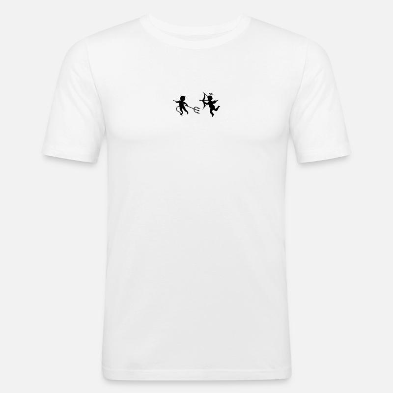 Ein kleiner Teufel und ein Engel - Männer Slim Fit T-Shirt - Weiß