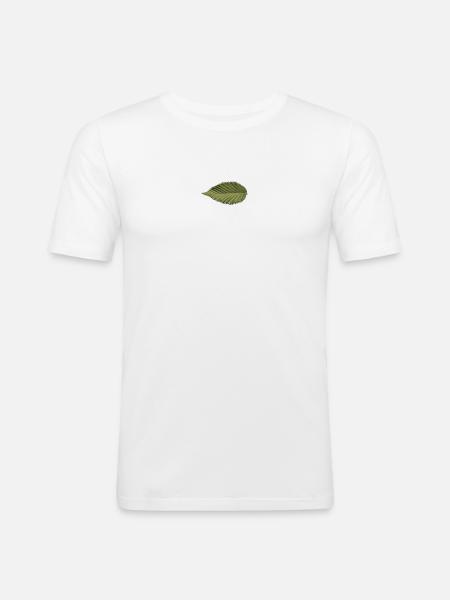 Leaf Structure Olive Green Pattern - Men's Slim Fit T-Shirt - white