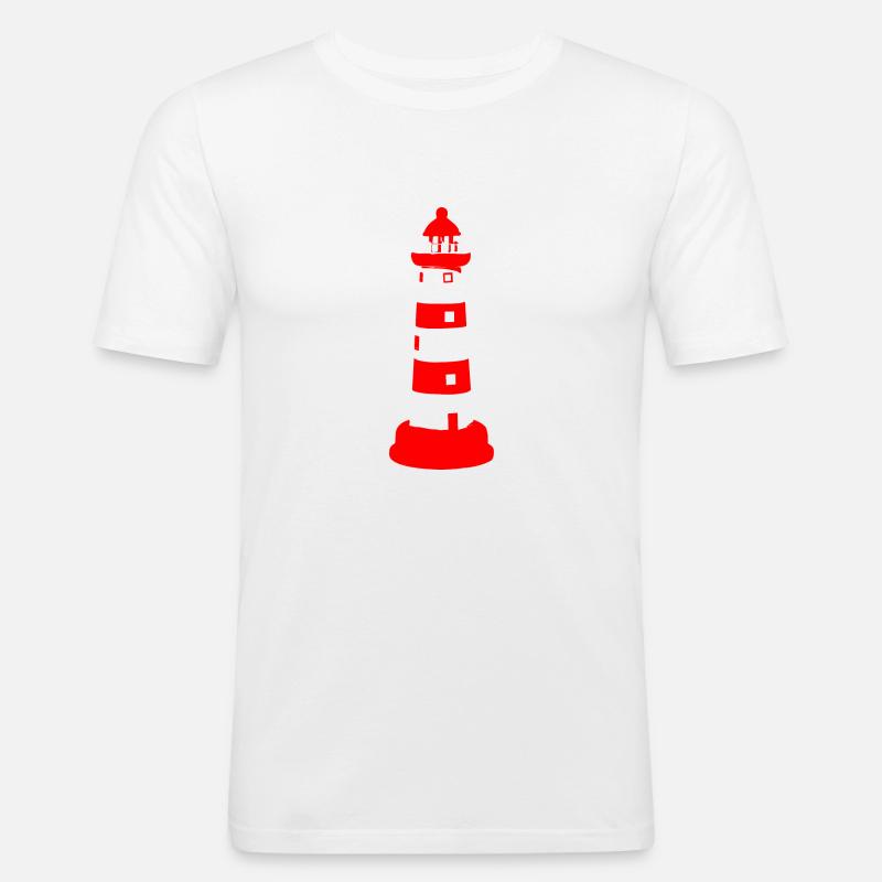 Leuchtturm - Männer Slim Fit T-Shirt - Weiß