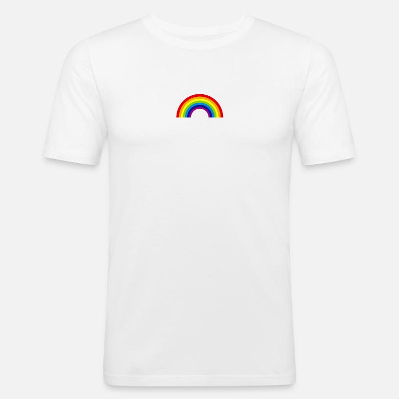 regenbogen - Männer Slim Fit T-Shirt - Weiß