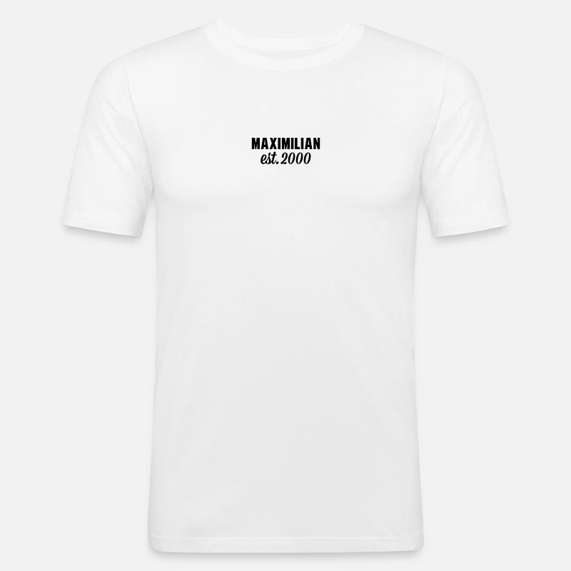 Maximilian est 2000 - Männer Slim Fit T-Shirt - Weiß