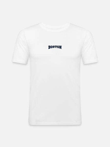 Boston Block Font Logo - Men's Slim Fit T-Shirt - white