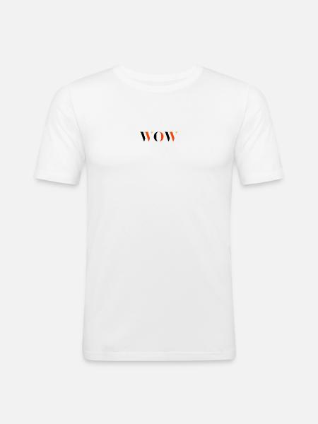 WOW tri-colour - Men's Slim Fit T-Shirt - white