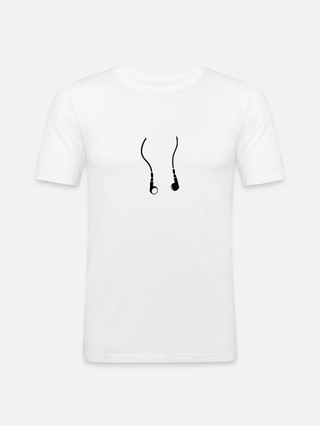 des écouteurs - T-shirt près du corps Homme - blanc