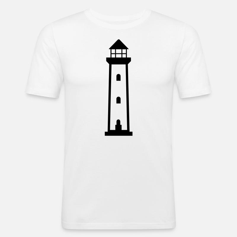 Leuchtturm - Männer Slim Fit T-Shirt - Weiß