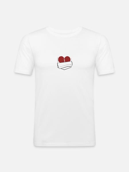Herz in Tasche - Männer Slim Fit T-Shirt - Weiß