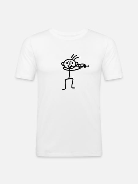Stick Figure Flute - Men's Slim Fit T-Shirt - white