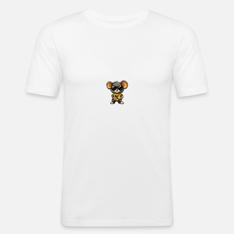 Maus Comic Cool Sommer - Männer Slim Fit T-Shirt - Weiß