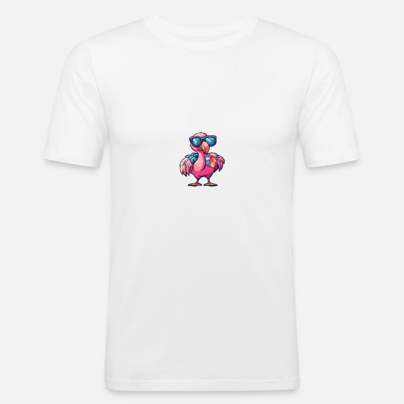 Flamingo Comic Cool Summer - Men's Slim Fit T-Shirt - white