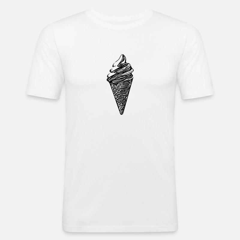 Cooles Softeis in Waffel - Männer Slim Fit T-Shirt - Weiß
