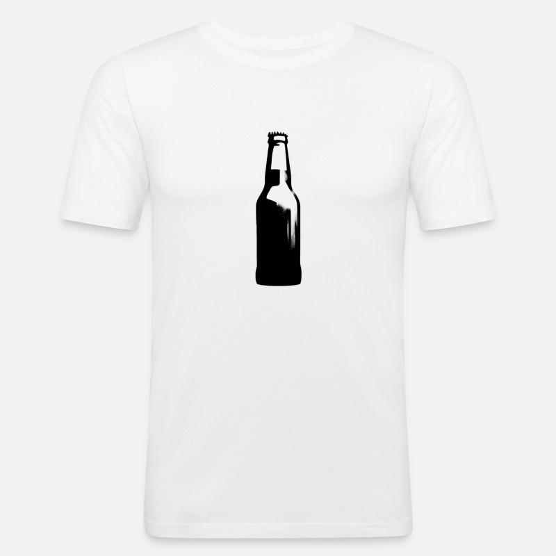 Einfach Bier | Silhouette einer Bierflasche - Männer Slim Fit T-Shirt - Weiß