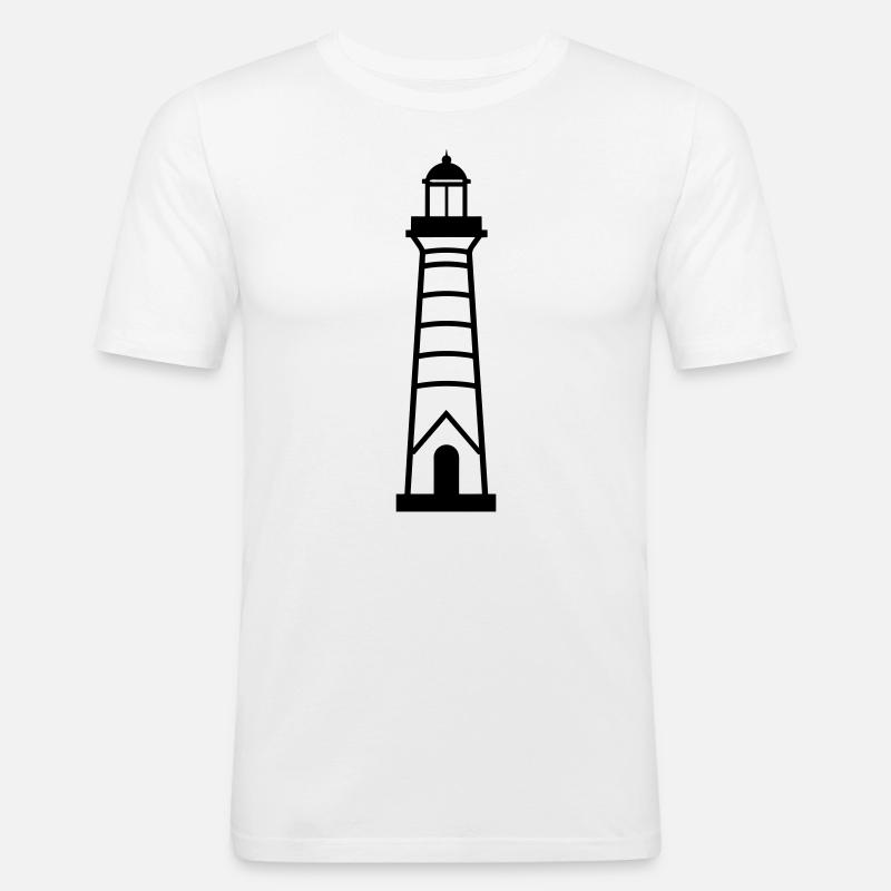 Leuchtturm - Männer Slim Fit T-Shirt - Weiß