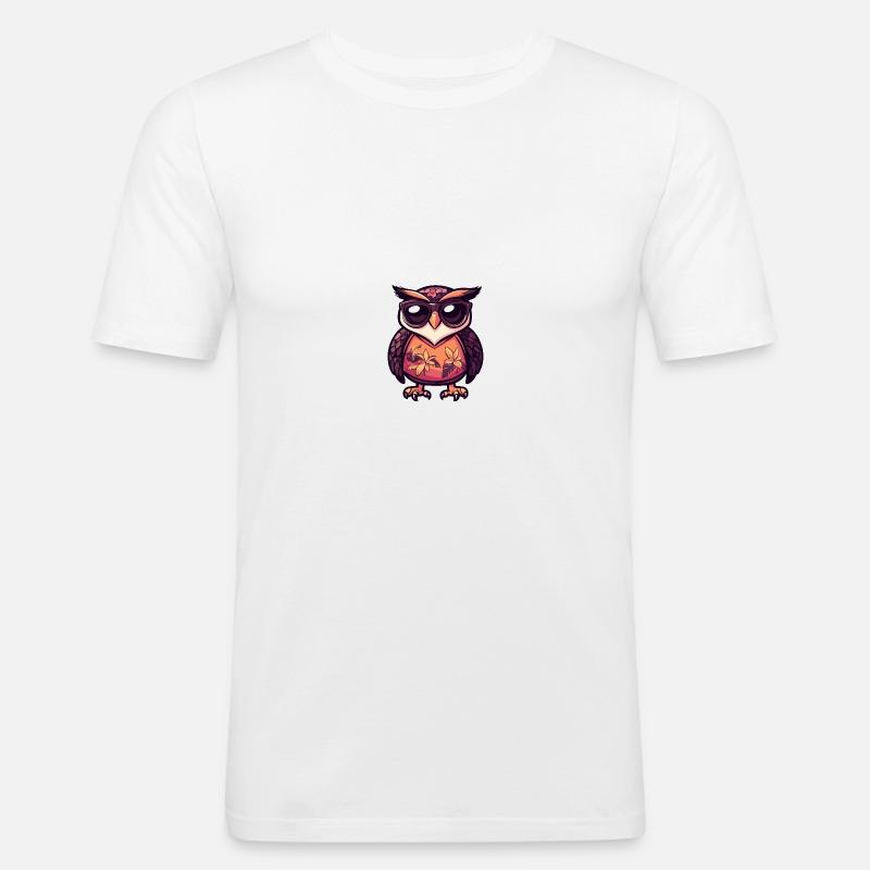 Eule Comic Cool Sommer - Männer Slim Fit T-Shirt - Weiß