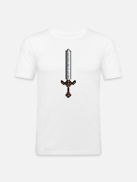 Schwert-Pixelkunst im Retro-Stil 8-Bit-Stil - Männer Slim Fit T-Shirt - Weiß