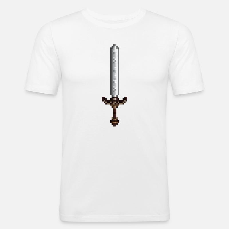 Sword pixel art stile retrò 8 bit - Maglietta aderente da uomo - bianco