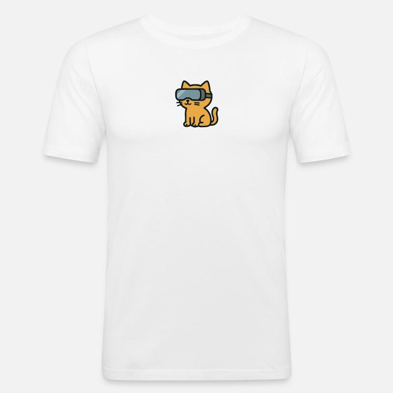 VR Chat: Das immersive Katzenabenteuer - Männer Slim Fit T-Shirt - Weiß