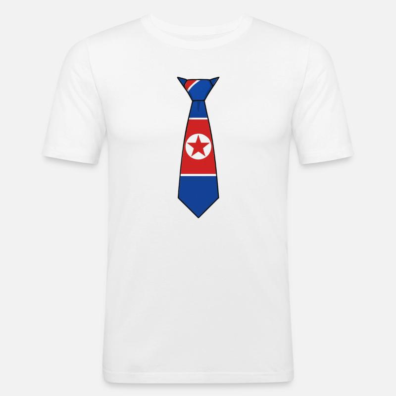North Korea Tie – Flaggendesign - Männer Slim Fit T-Shirt - Weiß