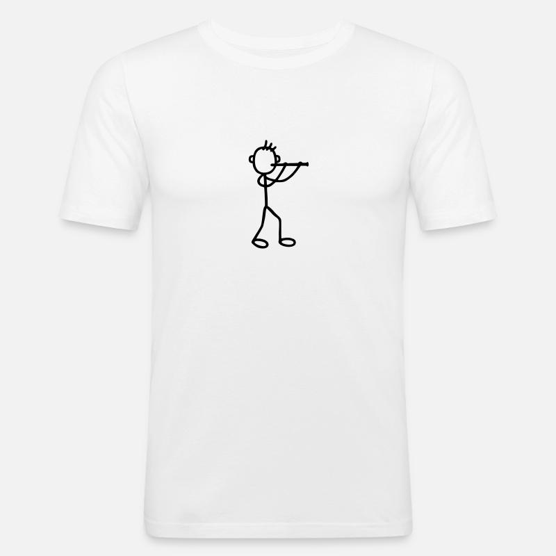 Flöter - Bläser - Männer Slim Fit T-Shirt - Weiß