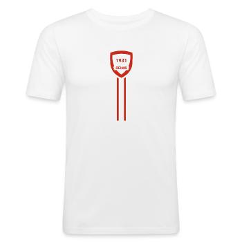 Fussballverein Reims - Männer Slim Fit T-Shirt - Weiß - Vorne - Nik (191cm)