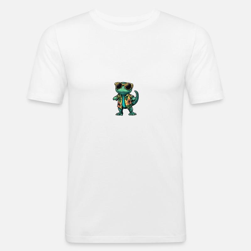 Chameleon Cool Sommer - Männer Slim Fit T-Shirt - Weiß