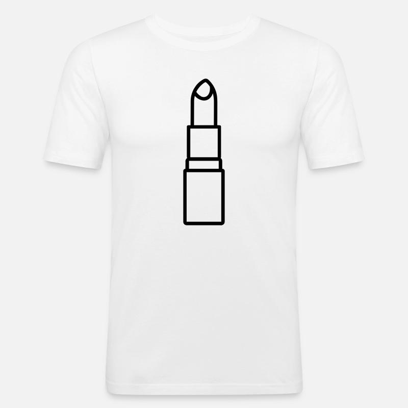Lippenstift - Männer Slim Fit T-Shirt - Weiß