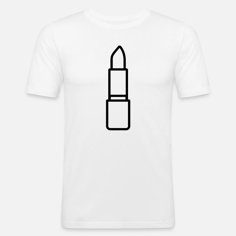 Lippenstift - Männer Slim Fit T-Shirt - Weiß