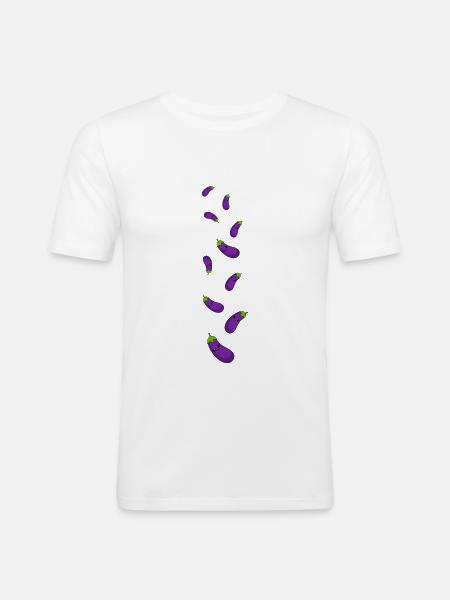 Aubergine Comic - Men's Slim Fit T-Shirt - white
